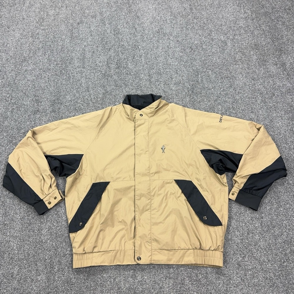 FootJoy DryJoys Jacket Mens Large Beige Full Zip Golf Windbreaker Waterproof